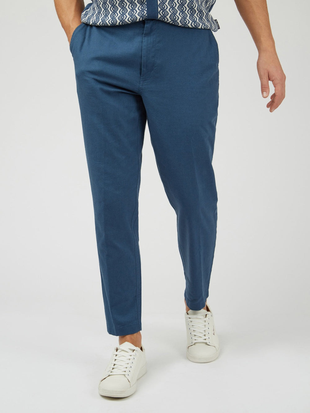 Pantalon Ben Sherman Signature Slim Taper Linen Bleu | RKR-03840889